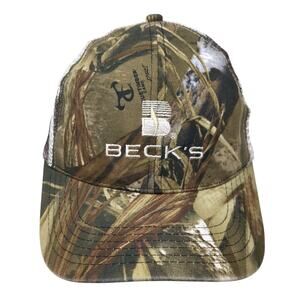 Beck's U.S Flag Snapback Trucker Hat Multi One Size Adjustable True Timber Camo